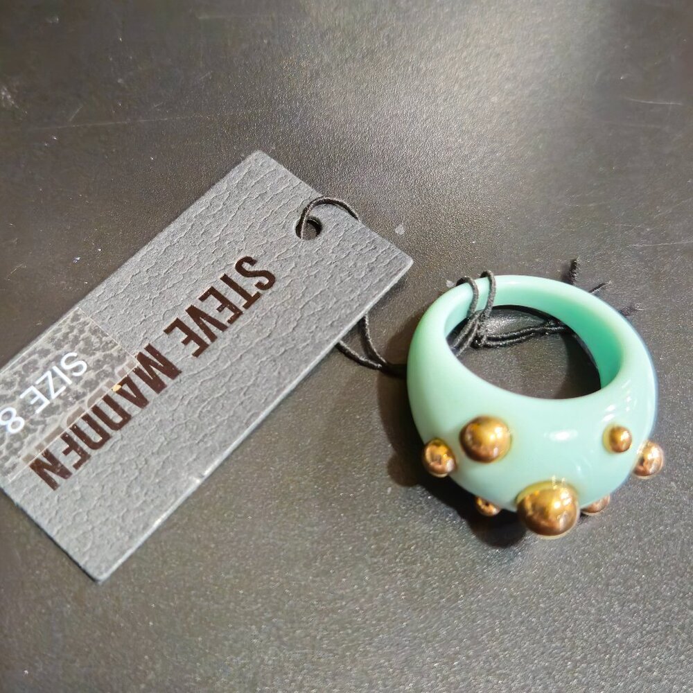 Steve Madden Mint Green Ring with Gold Accents